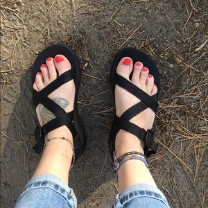 Classic Black Chacos! Like new!